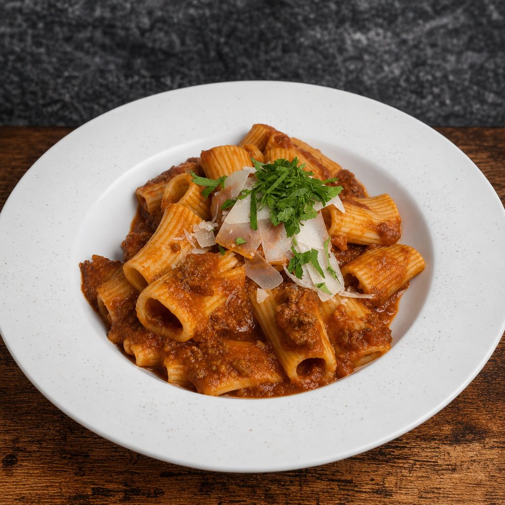 Rigatoni Bolognese.