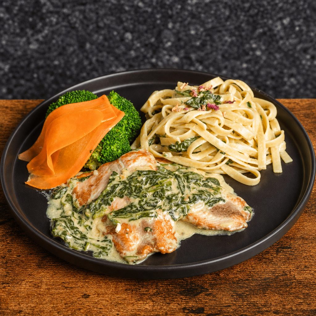 Salmon Con Spinach.